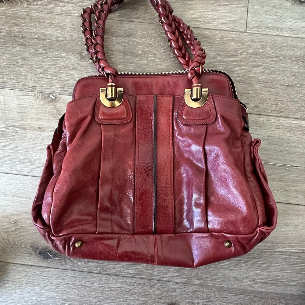 Chloe Deep Red Leather Shoulder Bag